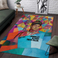 Ida B. Wells Area Rug with Colorful Patchwork Pattern Design Confident Portrait Civil Rights and Journalism Tribute - Wonder Print Shop
