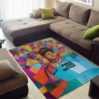 Ida B. Wells Area Rug with Colorful Patchwork Pattern Design Confident Portrait Civil Rights and Journalism Tribute - Wonder Print Shop