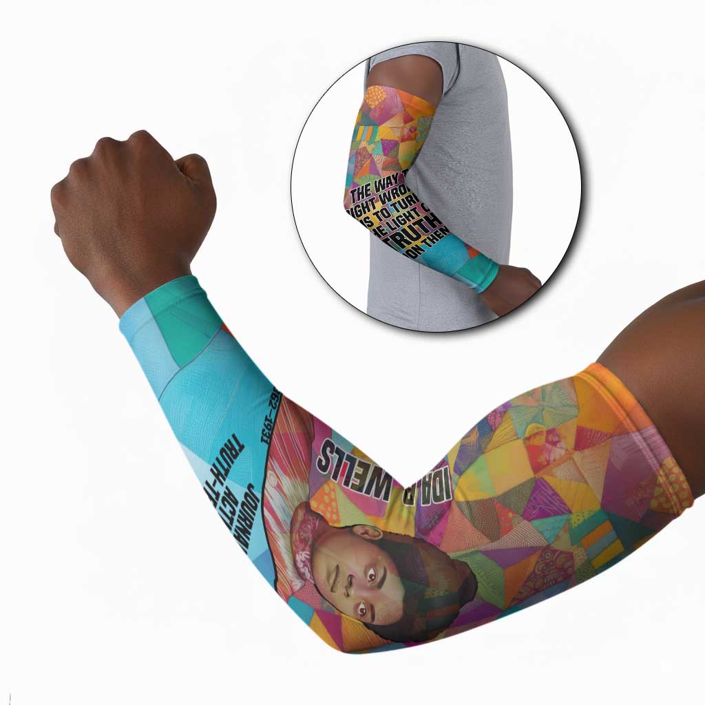 Ida B. Wells Arm Sleeves with Colorful Patchwork Pattern Design Confident Portrait Civil Rights and Journalism Tribute - Wonder Print Shop