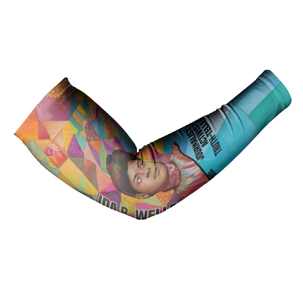 Ida B. Wells Arm Sleeves with Colorful Patchwork Pattern Design Confident Portrait Civil Rights and Journalism Tribute - Wonder Print Shop
