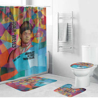 Ida B. Wells Bathroom Set with Colorful Patchwork Pattern Design Confident Portrait Civil Rights and Journalism Tribute - Wonder Print Shop