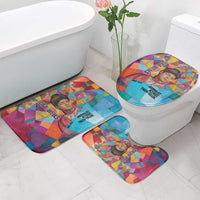 Ida B. Wells Bathroom Set with Colorful Patchwork Pattern Design Confident Portrait Civil Rights and Journalism Tribute - Wonder Print Shop
