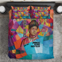 Ida B. Wells Bedding Set with Colorful Patchwork Pattern Design Confident Portrait Civil Rights and Journalism Tribute - Wonder Print Shop