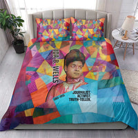 Ida B. Wells Bedding Set with Colorful Patchwork Pattern Design Confident Portrait Civil Rights and Journalism Tribute - Wonder Print Shop