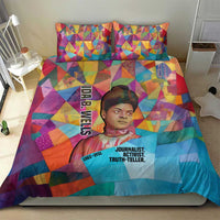 Ida B. Wells Bedding Set with Colorful Patchwork Pattern Design Confident Portrait Civil Rights and Journalism Tribute - Wonder Print Shop