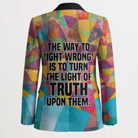 Ida B. Wells Blazer with Colorful Patchwork Pattern Design Confident Portrait Civil Rights and Journalism Tribute - Wonder Print Shop