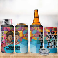 Ida B. Wells 4 in 1 Can Cooler Tumbler with Colorful Patchwork Pattern Design Confident Portrait Civil Rights and Journalism Tribute - Wonder Print Shop