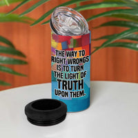 Ida B. Wells 4 in 1 Can Cooler Tumbler with Colorful Patchwork Pattern Design Confident Portrait Civil Rights and Journalism Tribute - Wonder Print Shop