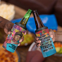 Ida B. Wells 4 in 1 Can Cooler Tumbler with Colorful Patchwork Pattern Design Confident Portrait Civil Rights and Journalism Tribute - Wonder Print Shop