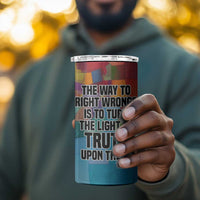 Ida B. Wells 4 in 1 Can Cooler Tumbler with Colorful Patchwork Pattern Design Confident Portrait Civil Rights and Journalism Tribute - Wonder Print Shop