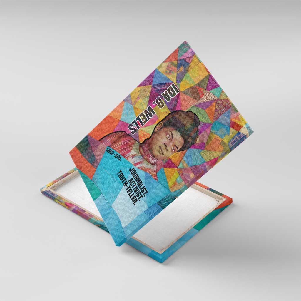 Ida B. Wells Canvas Wall Art with Colorful Patchwork Pattern Design Confident Portrait Civil Rights and Journalism Tribute - Wonder Print Shop