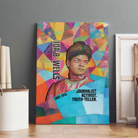 Ida B. Wells Canvas Wall Art with Colorful Patchwork Pattern Design Confident Portrait Civil Rights and Journalism Tribute - Wonder Print Shop