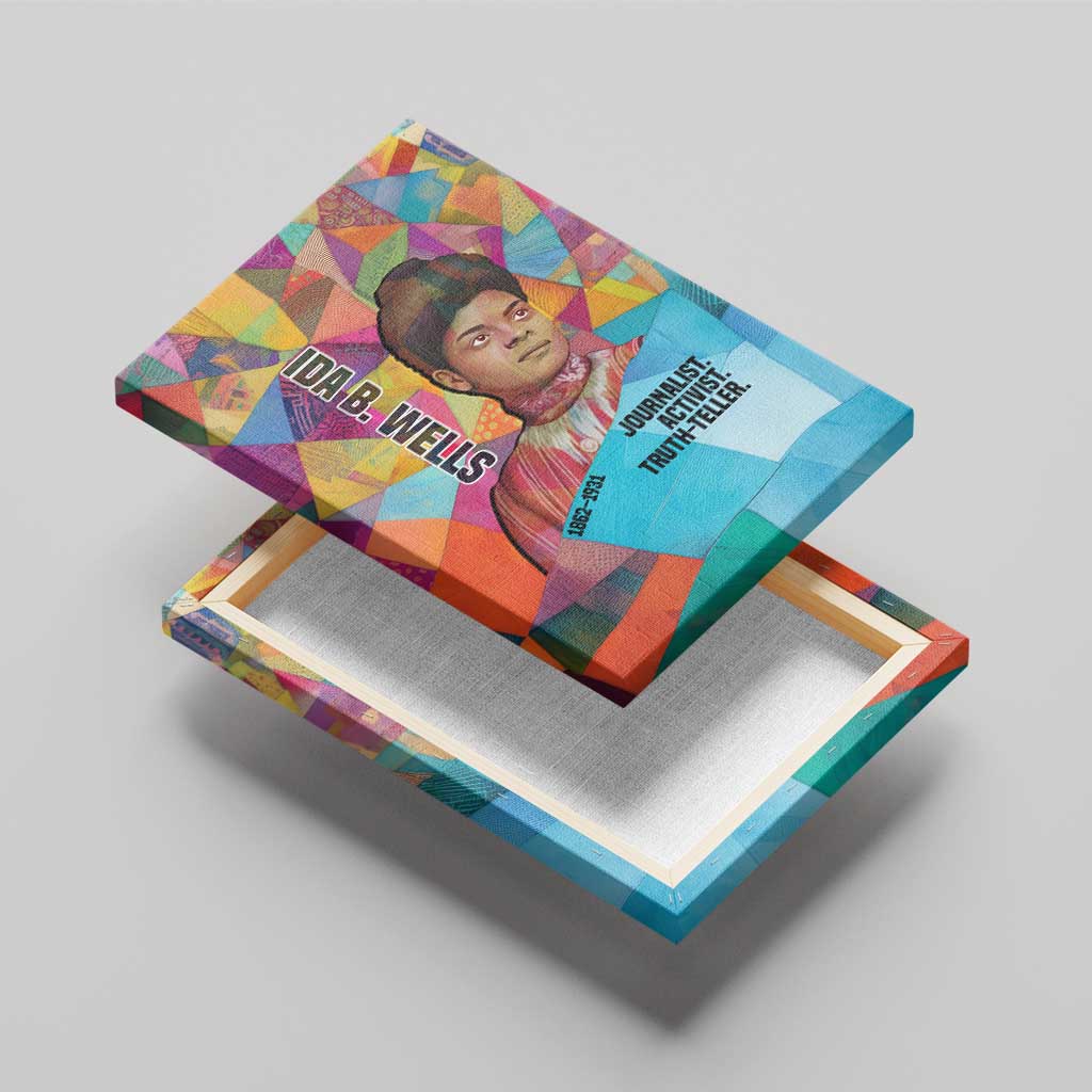Ida B. Wells Canvas Wall Art with Colorful Patchwork Pattern Design Confident Portrait Civil Rights and Journalism Tribute - Wonder Print Shop