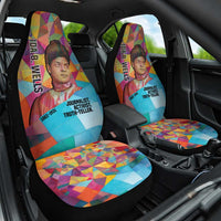 Ida B. Wells Car Seat Cover with Colorful Patchwork Pattern Design Confident Portrait Civil Rights and Journalism Tribute - Wonder Print Shop