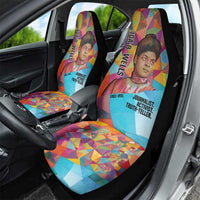 Ida B. Wells Car Seat Cover with Colorful Patchwork Pattern Design Confident Portrait Civil Rights and Journalism Tribute - Wonder Print Shop