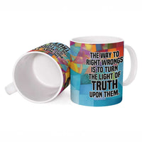 Ida B. Wells Ceramic Mug with Colorful Patchwork Pattern Design Confident Portrait Civil Rights and Journalism Tribute - Wonder Print Shop