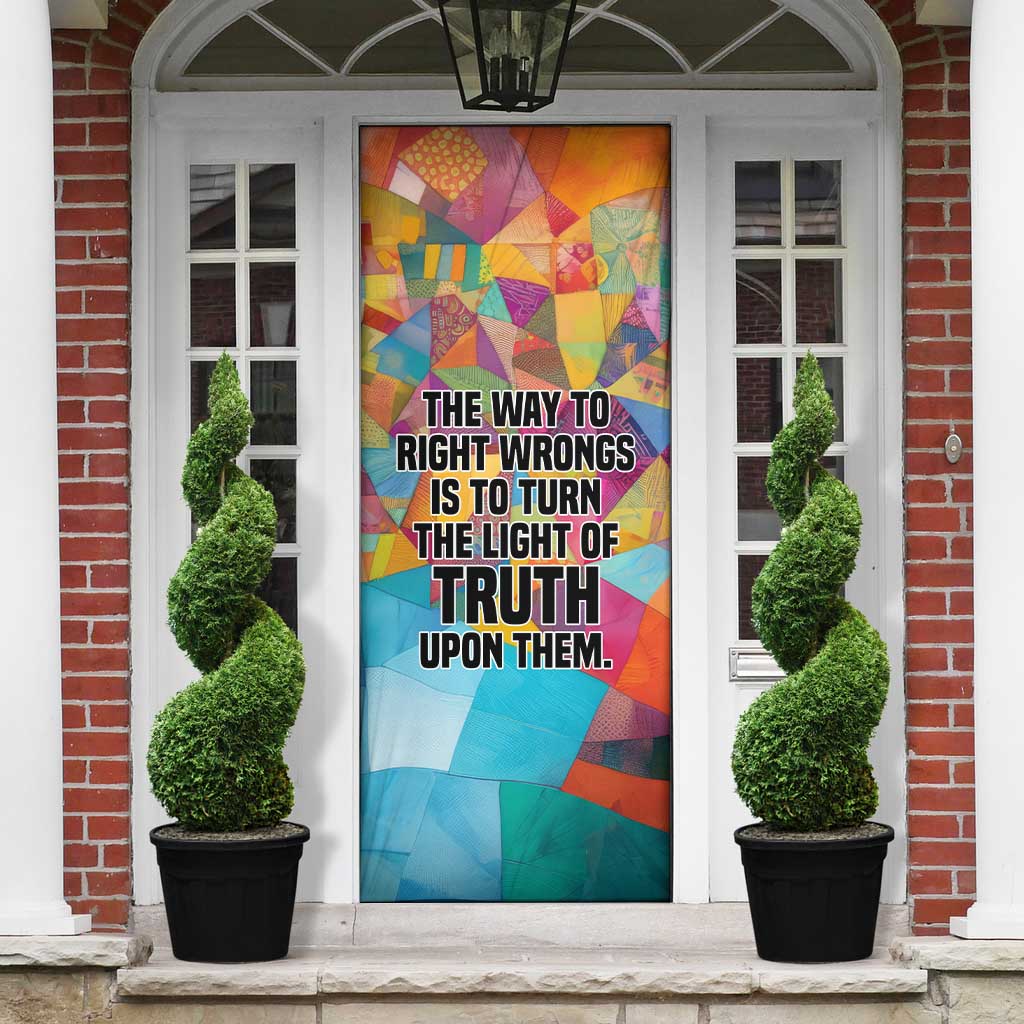 Ida B. Wells Door Cover with Colorful Patchwork Pattern Design Confident Portrait Civil Rights and Journalism Tribute - Wonder Print Shop