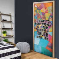 Ida B. Wells Door Cover with Colorful Patchwork Pattern Design Confident Portrait Civil Rights and Journalism Tribute - Wonder Print Shop