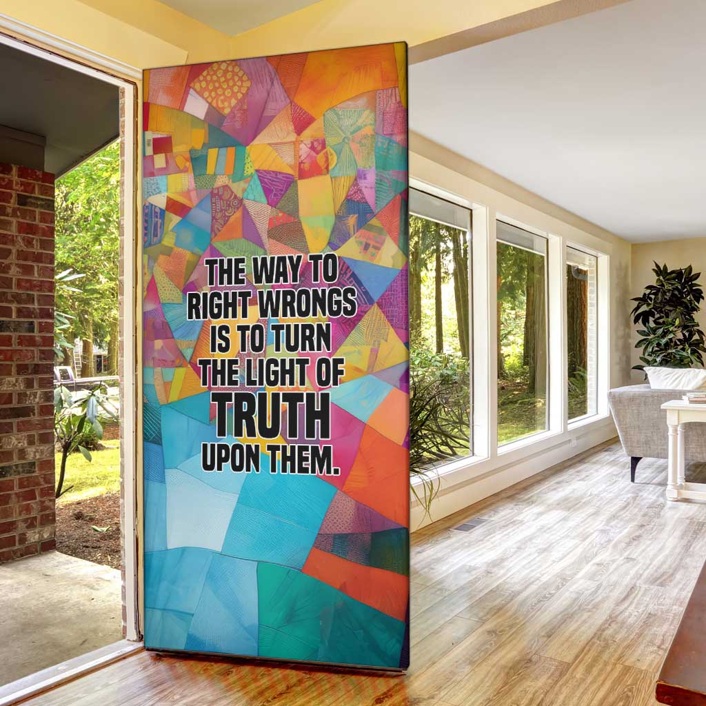 Ida B. Wells Door Cover with Colorful Patchwork Pattern Design Confident Portrait Civil Rights and Journalism Tribute - Wonder Print Shop
