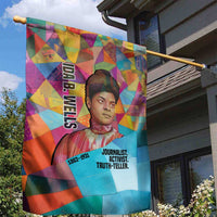 Ida B. Wells Garden Flag with Colorful Patchwork Pattern Design Confident Portrait Civil Rights and Journalism Tribute - Wonder Print Shop