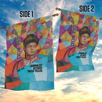 Ida B. Wells Garden Flag with Colorful Patchwork Pattern Design Confident Portrait Civil Rights and Journalism Tribute - Wonder Print Shop