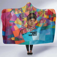 Ida B. Wells Hooded Blanket with Colorful Patchwork Pattern Design Confident Portrait Civil Rights and Journalism Tribute - Wonder Print Shop