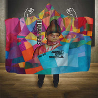 Ida B. Wells Hooded Blanket with Colorful Patchwork Pattern Design Confident Portrait Civil Rights and Journalism Tribute - Wonder Print Shop