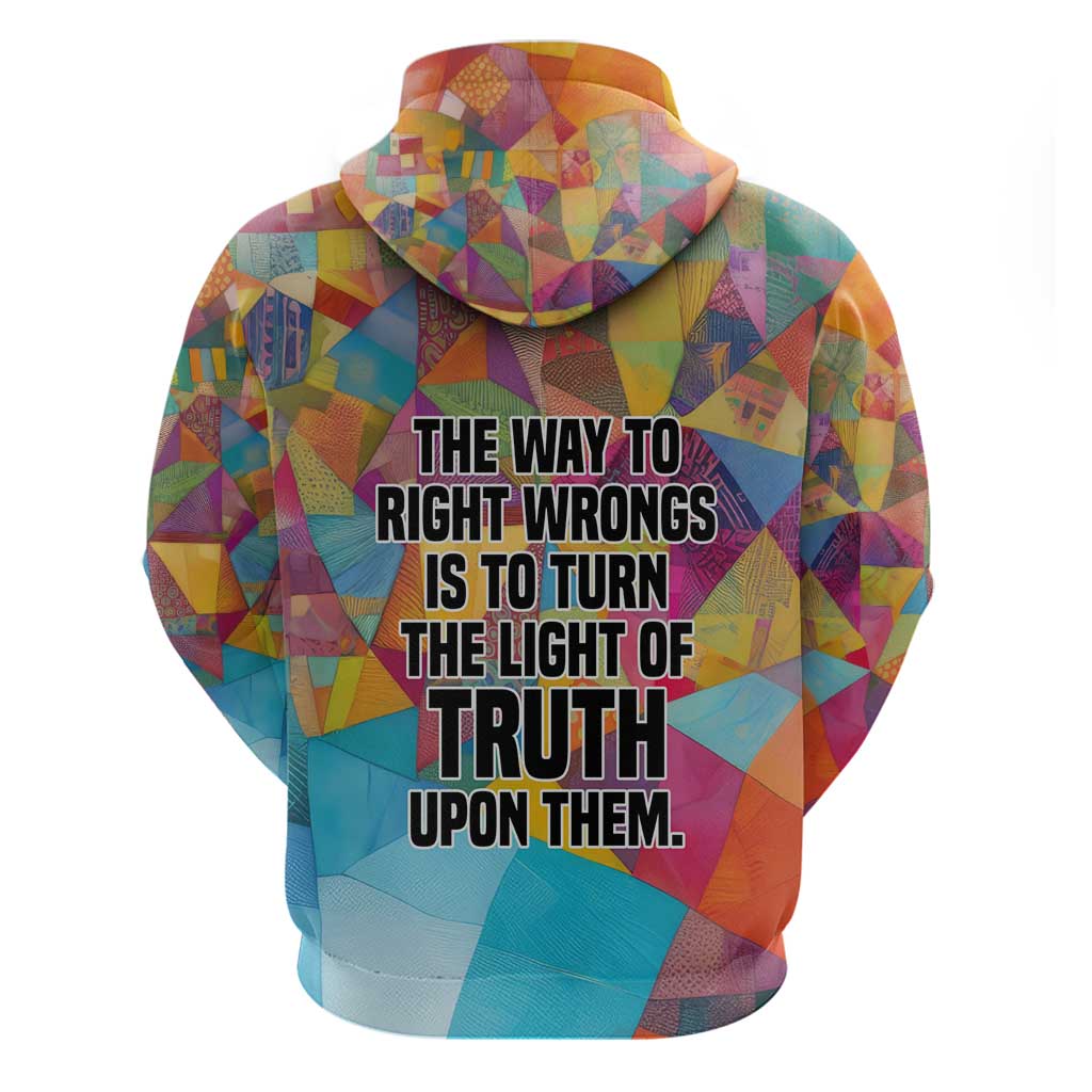 Ida B. Wells Hoodie with Colorful Patchwork Pattern Design Confident Portrait Civil Rights and Journalism Tribute - Wonder Print Shop