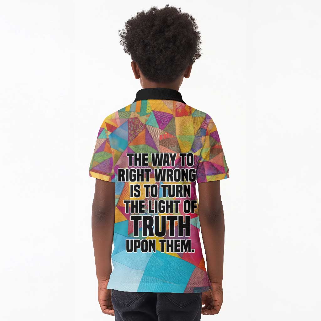 Ida B. Wells Kid Polo Shirt with Colorful Patchwork Pattern Design Confident Portrait Civil Rights and Journalism Tribute - Wonder Print Shop