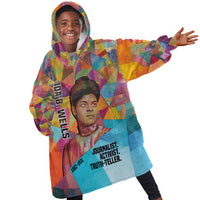Ida B. Wells Kid Wearable Blanket Hoodie with Colorful Patchwork Pattern Design Confident Portrait Civil Rights and Journalism Tribute - Wonder Print Shop