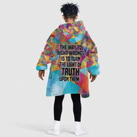 Ida B. Wells Kid Wearable Blanket Hoodie with Colorful Patchwork Pattern Design Confident Portrait Civil Rights and Journalism Tribute - Wonder Print Shop