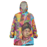 Ida B. Wells Kid Wearable Blanket Hoodie with Colorful Patchwork Pattern Design Confident Portrait Civil Rights and Journalism Tribute - Wonder Print Shop