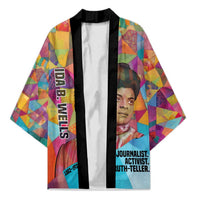 Ida B. Wells Kimono with Colorful Patchwork Pattern Design Confident Portrait Civil Rights and Journalism Tribute - Wonder Print Shop