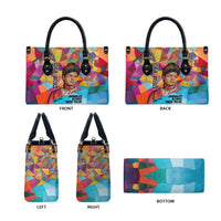 Ida B. Wells Leather Bag with Colorful Patchwork Pattern Design Confident Portrait Civil Rights and Journalism Tribute - Wonder Print Shop
