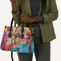 Ida B. Wells Leather Bag with Colorful Patchwork Pattern Design Confident Portrait Civil Rights and Journalism Tribute - Wonder Print Shop