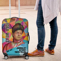 Ida B. Wells Luggage Cover with Colorful Patchwork Pattern Design Confident Portrait Civil Rights and Journalism Tribute - Wonder Print Shop