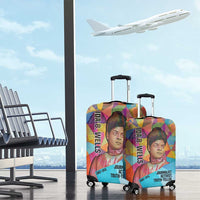 Ida B. Wells Luggage Cover with Colorful Patchwork Pattern Design Confident Portrait Civil Rights and Journalism Tribute - Wonder Print Shop