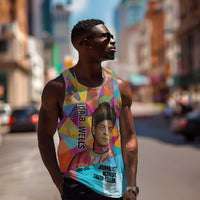 Ida B. Wells Men Tank Top with Colorful Patchwork Pattern Design Confident Portrait Civil Rights and Journalism Tribute - Wonder Print Shop