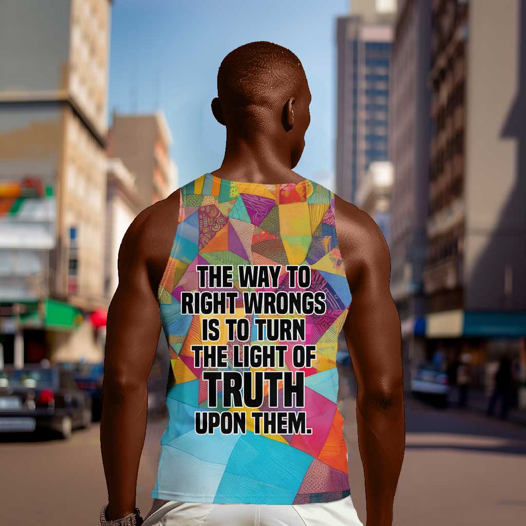 Ida B. Wells Men Tank Top with Colorful Patchwork Pattern Design Confident Portrait Civil Rights and Journalism Tribute - Wonder Print Shop