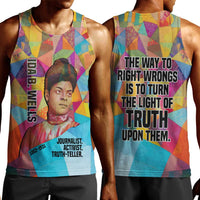 Ida B. Wells Men Tank Top with Colorful Patchwork Pattern Design Confident Portrait Civil Rights and Journalism Tribute - Wonder Print Shop