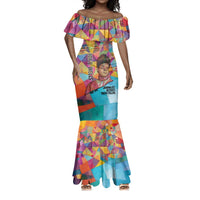 Ida B. Wells Mermaid Dress with Colorful Patchwork Pattern Design Confident Portrait Civil Rights and Journalism Tribute - Wonder Print Shop