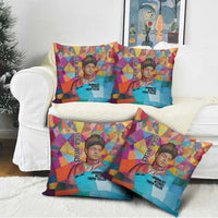 Ida B. Wells Pillow Cover with Colorful Patchwork Pattern Design Confident Portrait Civil Rights and Journalism Tribute - Wonder Print Shop