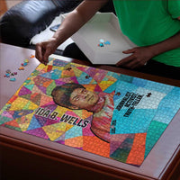 Ida B. Wells Puzzle with Colorful Patchwork Pattern Design Confident Portrait Civil Rights and Journalism Tribute - Wonder Print Shop
