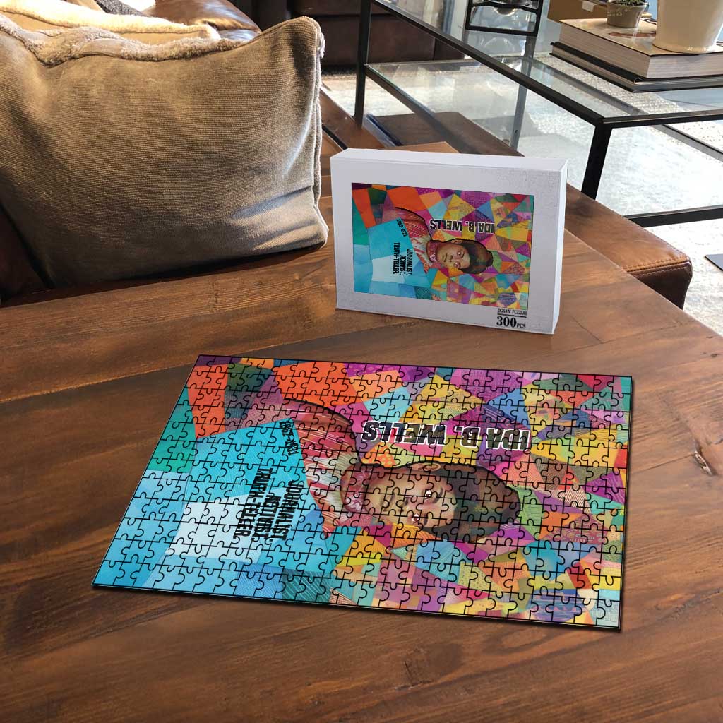 Ida B. Wells Puzzle with Colorful Patchwork Pattern Design Confident Portrait Civil Rights and Journalism Tribute - Wonder Print Shop