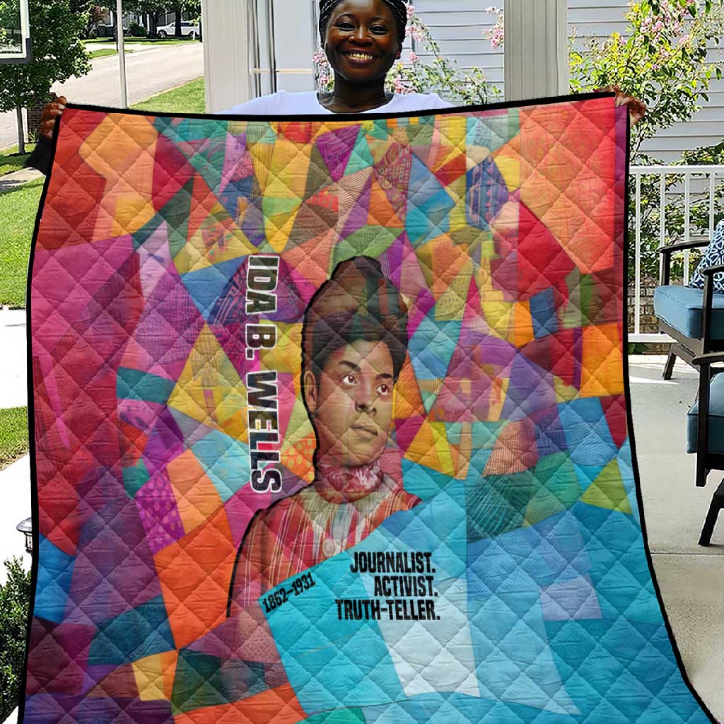 Ida B. Wells Quilt with Colorful Patchwork Pattern Design Confident Portrait Civil Rights and Journalism Tribute - Wonder Print Shop