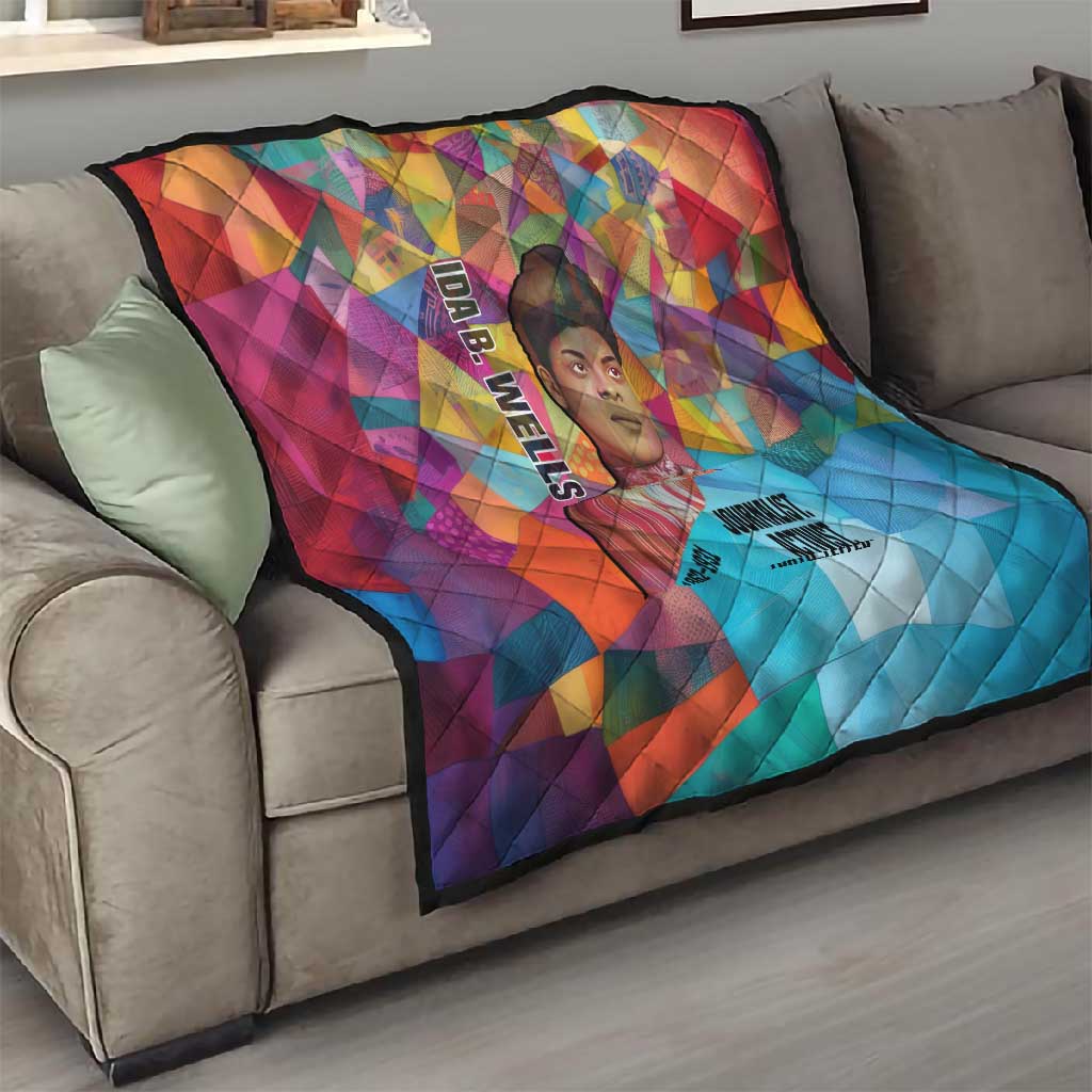 Ida B. Wells Quilt with Colorful Patchwork Pattern Design Confident Portrait Civil Rights and Journalism Tribute - Wonder Print Shop