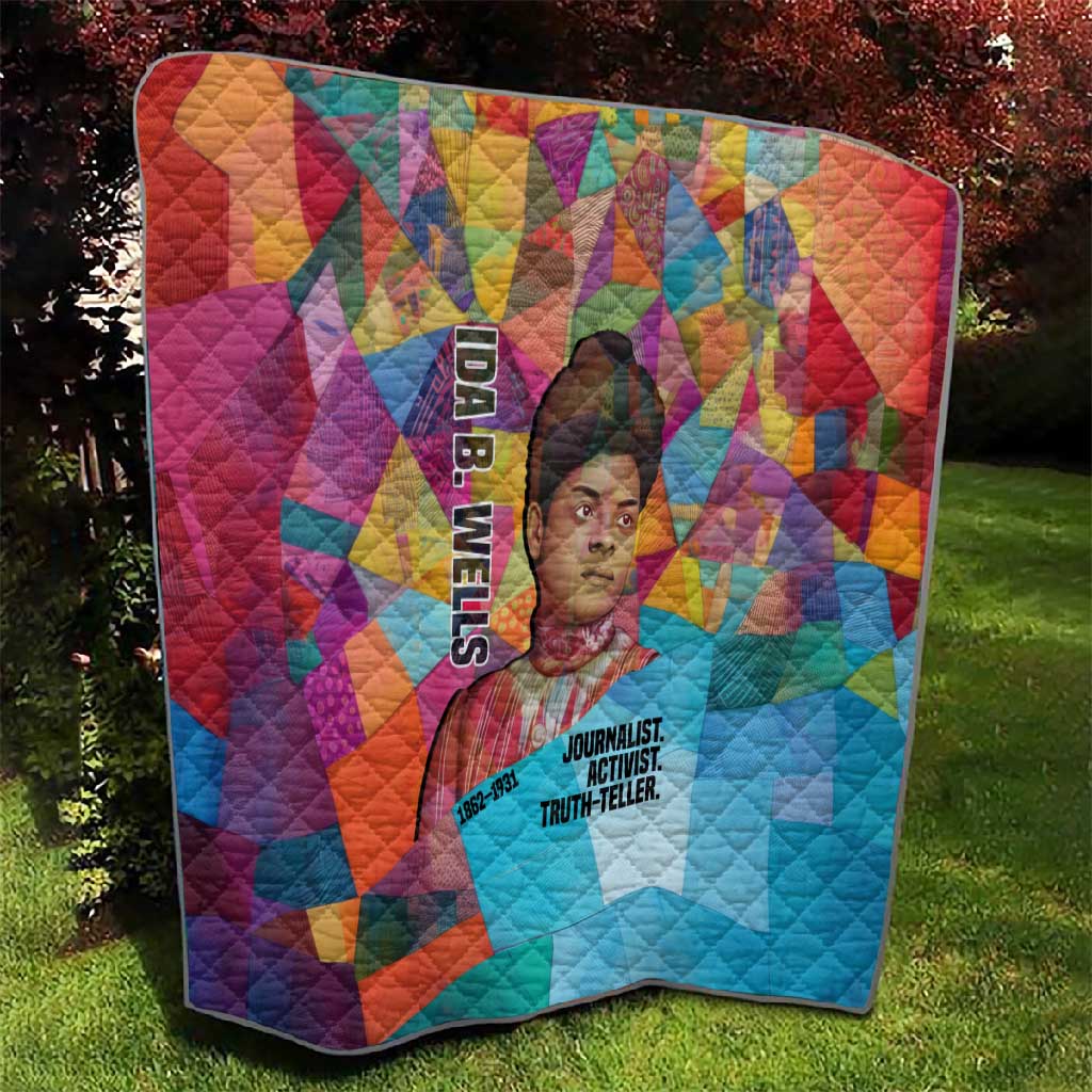 Ida B. Wells Quilt with Colorful Patchwork Pattern Design Confident Portrait Civil Rights and Journalism Tribute - Wonder Print Shop