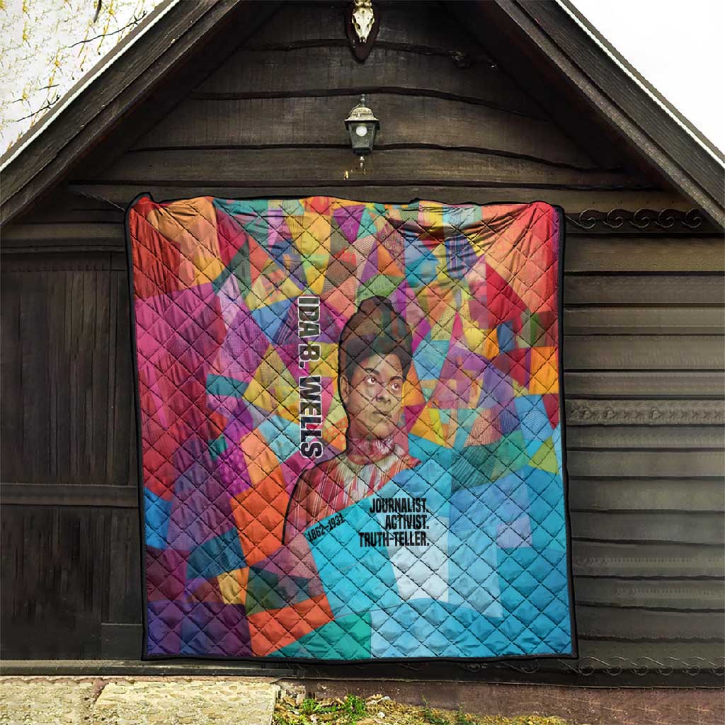 Ida B. Wells Quilt with Colorful Patchwork Pattern Design Confident Portrait Civil Rights and Journalism Tribute - Wonder Print Shop