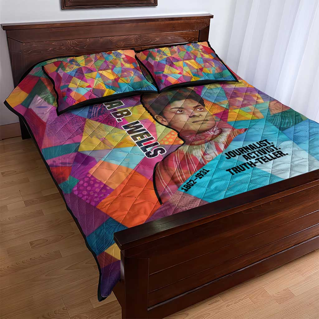 Ida B. Wells Quilt Bed Set with Colorful Patchwork Pattern Design Confident Portrait Civil Rights and Journalism Tribute - Wonder Print Shop