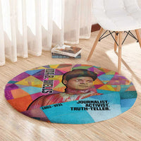 Ida B. Wells Round Carpet with Colorful Patchwork Pattern Design Confident Portrait Civil Rights and Journalism Tribute - Wonder Print Shop